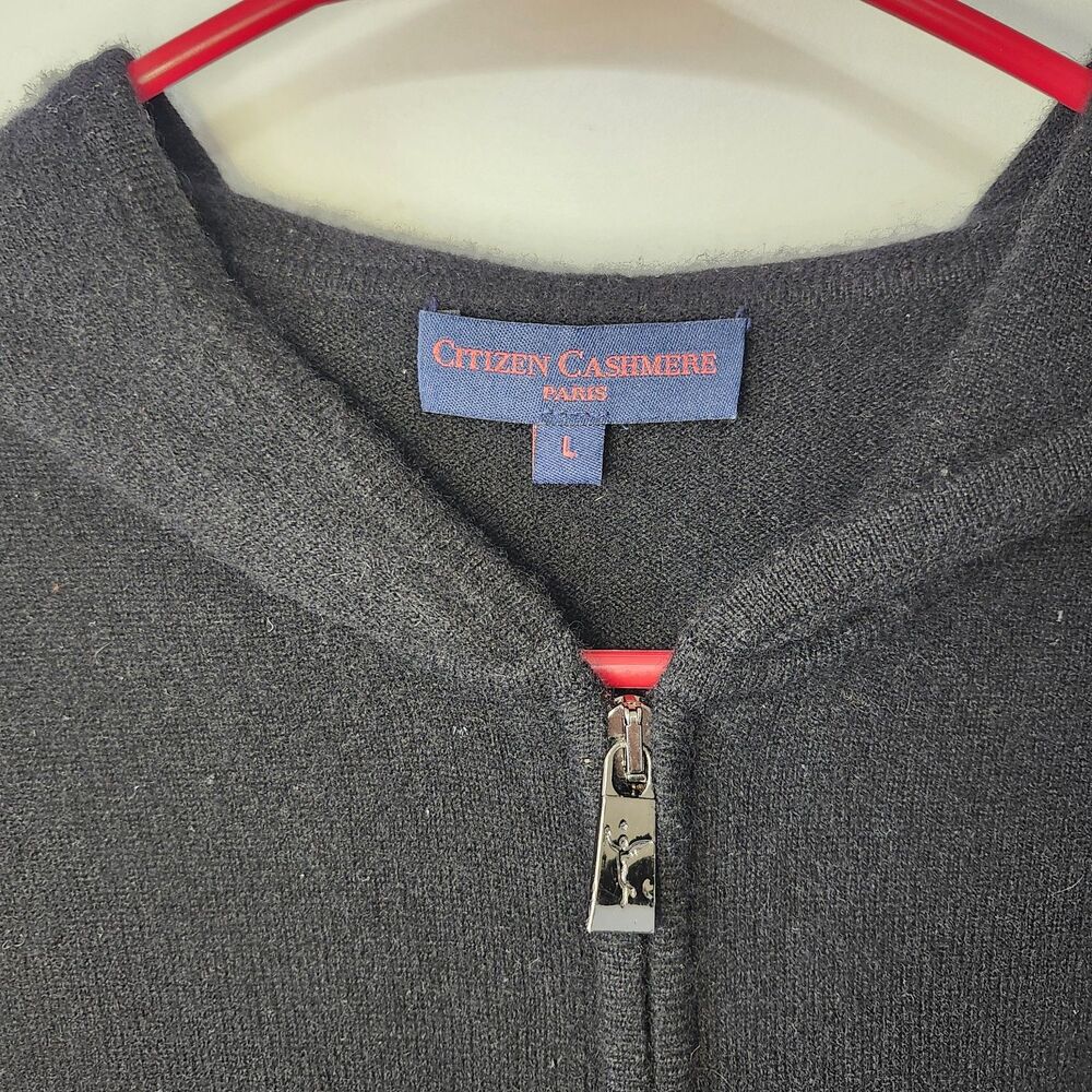 Citizen Cashmere Zip-Up Hoodie Lux 100% Cashmere, Size L Preppy - Picture 3 of 10